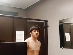 Young Asia Teen Guy Wanking on a Public Mcdonnalds Toilet