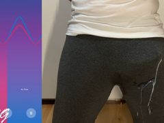 Huge cock huge cum in pants compilation