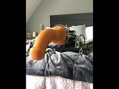 Dildo blowjob - Sucking dildo - tied to fuck machine