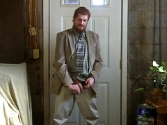 Big-Cock Israeli Daddy Strokes in Suit