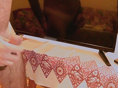 Earl Wanks and Ejaculates on the TV Screen