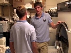 Twink Hotel Employees Dril In The Laundry Room