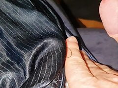 Master Ramon jerks off and spits horny in silver satin shorts, lick slave!