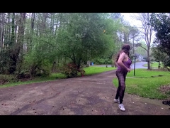 Ginormous faux jugs crossdresser in undergarments and fishnets Sport gurl