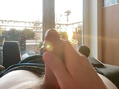Slow motion cumshot in sunset