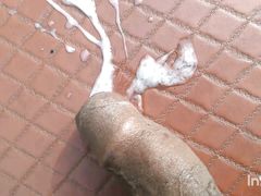 Solo horny cock fucks and cums on my bike