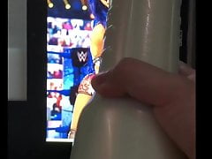 Sasha Banks cum tribute hands free with fleshlight