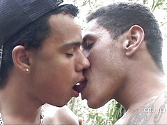 Two muscle latinos fucking in exhib