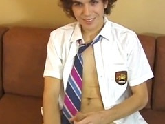 Inexperienced twink Logan Miles skips college to pleasure himself alone
