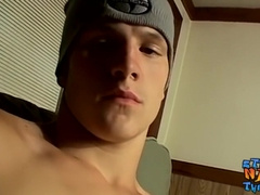 Hetero Youthful Boy Pulling his Man Meat and Making Jizm Unload