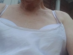 Mature beauty Betty Spanxxx enjoys some outdoor fun in her underwear