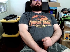 Nerdy Hunk still in his Lingerie Takes Care of his Morning Shaft