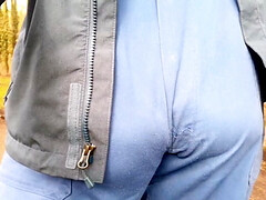 Risky wanking walking in public parc