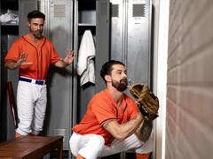 Baseball players enjoy relaxation time at the lockers