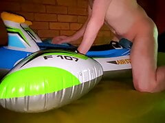Blue Intex Air Strike plane fuck on waterbed