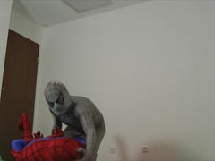 Superheroes Zentai Ball-Sac-Struggle (Balbusting Grappling) with Servilejerome