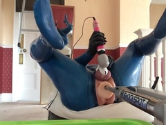 pvcsissy in chastity anal fucking machine 2