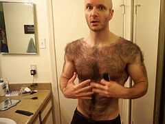 Hairiest boy shaves his whole torso and back!