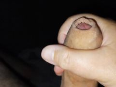 It cums right at you!  Slow motion solo uncut cumshot