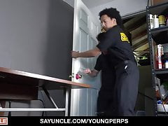 Two Security Officers Search And Bang A Hunk Thief
