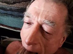 Swallowing my BF cock deep down my throat.