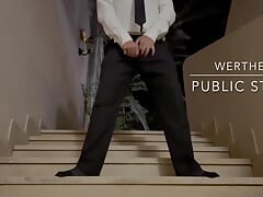 Fun in  on the Stairs After a Business Party