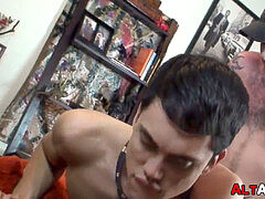 punk queer boy gives head and takes it in the ass from behind