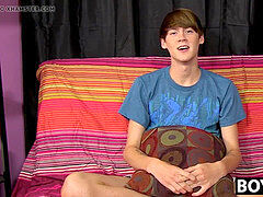 youthfull guy spunks all over his chest after steamy interview