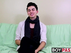 Horny twink Alex Ria stuffs a huge dildo up his tight ass