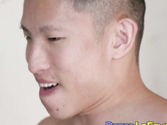 Asian hunk fucks his Asian jock friend while blindfolded