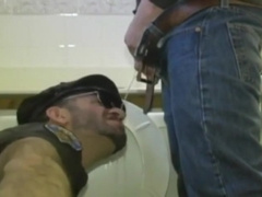 Super-Hot Cigar Leather Cop Hunk Deepthroats and Swallows from Immense Pisser