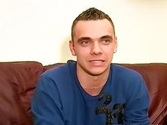 Throbbing cock hunk sprays sticky cum