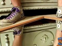 Young straightie Cherokee strokes his massive cock