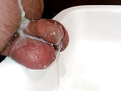 Piss and wash cock and balls