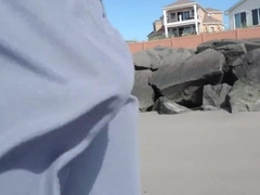 Hairy Bear Jerks Off on a Public Beach - Big Cum Shot6666