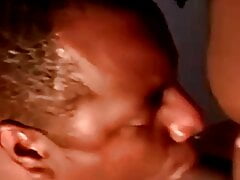 Mature man sucks black amateurs cock and tries his cum