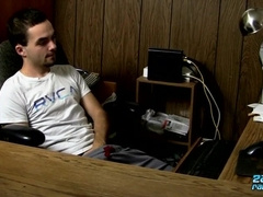 Suspended Fellow Marcus Rivers Observes Pornography And Milks In The Office