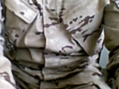 heterosexual military boy demonstrates at work