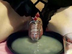 Crossdressing pervert has been saving cum for this