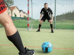 Soccer hunks Luke and Vito fuck outdoors