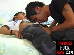 Chinese lad deep throating and barebacking beau before facial cumshot