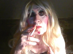 Sarah Millward trannie hooker, smoking, making herself available for potential customers