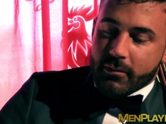 Executive in a suit dominates his pretty muscular employee