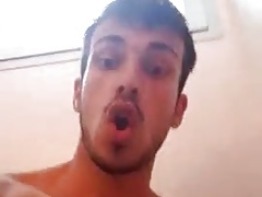 Spanish guy cums in the shower
