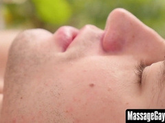 MassageGayTable.com - Fellow's ass-fuck on a rubdown table with a irresistable woods look