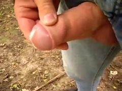 Uncut Cock Outdoor Wanking and Cumming 12
