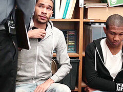 youthful ebony thief gets barebacked while fellating cock