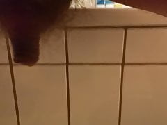 Morning tranny fucking with a dildo in the bathroom
