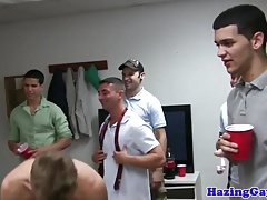 Frat house amateurs sucking for initiation