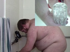 Big hairy man enjoys a solo cum session with his fleshlight in gay fetish video